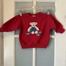 Oshkosh B'Gosh Vintage 90s Baby Sweater 12 Months Red Bear USA Toddler