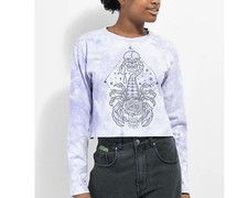 Santa Cruz Scorpio Purple Tie-Dye Long Sleeve Crop T-Shirt Size Large