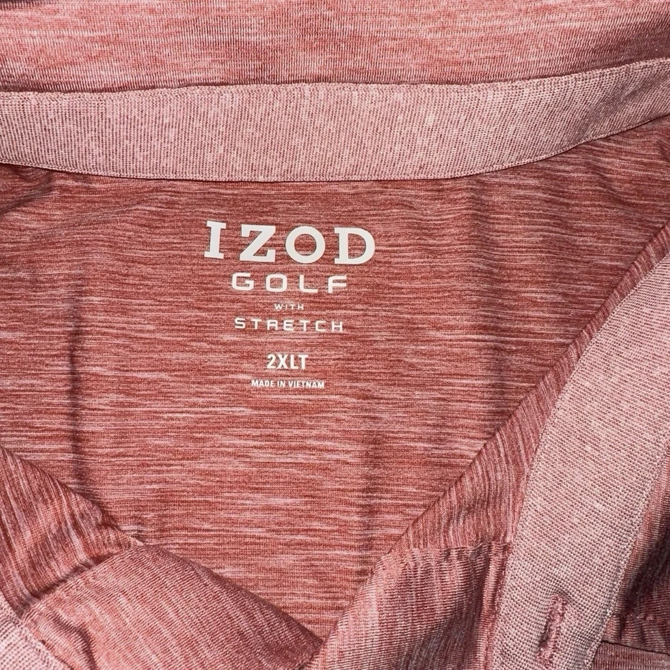 Camisa polo Izod para hombre XXLT roja jaspeada roja cuello elástico camisa de golf 2XL USADA EN EXCELENTE ESTADO Foto 3 de 4