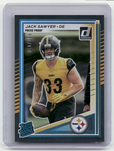2025 Panini Donruss Silver Press Proof Jack Sawyer Rookie 040/199 Steelers