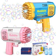 ULEEN 40 Hole Bubble Guns 2 Pack LED Light Bubble Blower Kids Party Toys