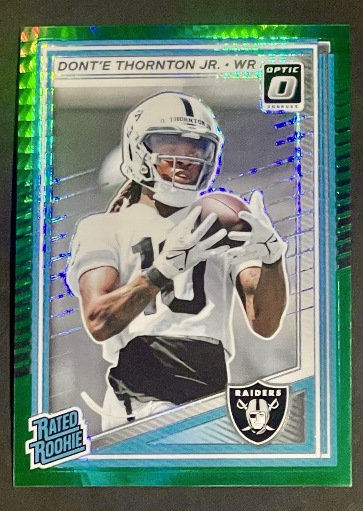 2025 Donruss Optic Dont’e Thornton Jr Rated Rookie Green Hyper RC #279 Raiders
