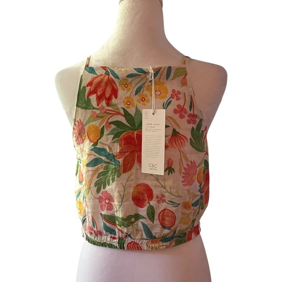 NUEVA C&C California Naranja y Verde Sin Mangas Camisola Corta XS Foto 2 de 4