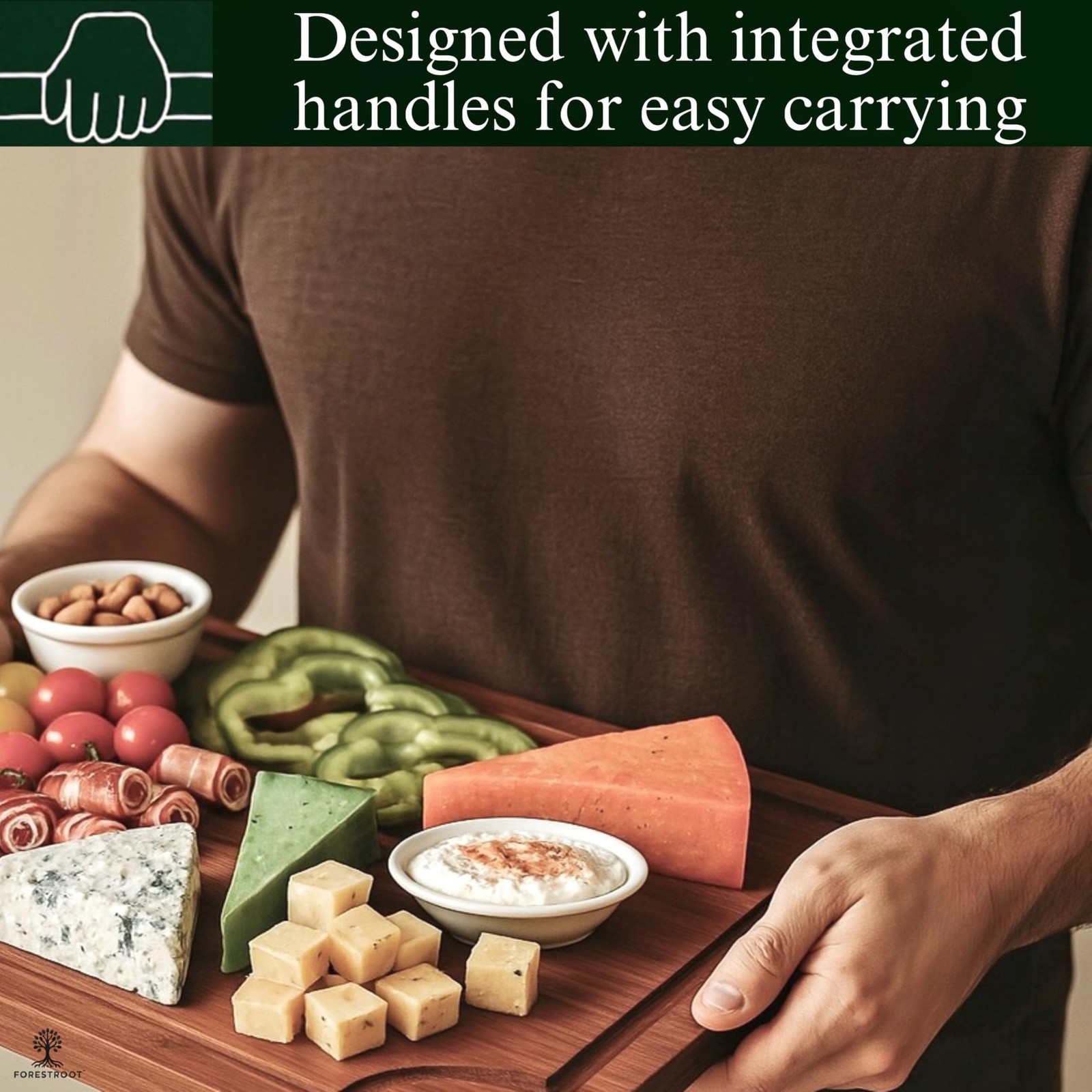 Bamboo Cutting Board Set – 3-Piece Wooden Kitchen Boards for Meal Prep & S