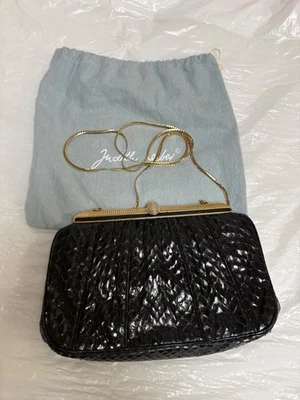 VTG Judith Leiber Black Snakeskin Clutch Purse Evening Bag - Image 1 of 4