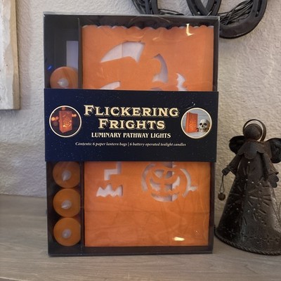 Flickering Frights Luminary Pathway Lights 6 Paper Lantern Bags With Tealights