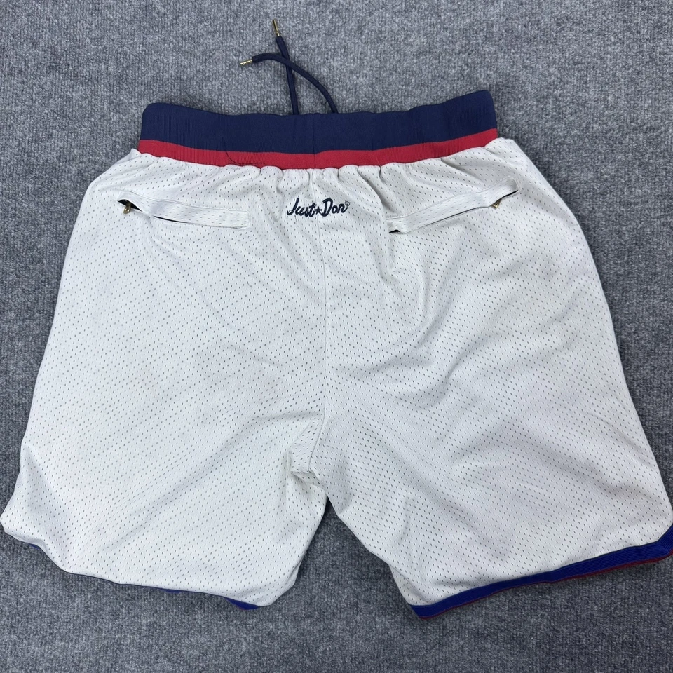 Pantalones Cortos Washington Bullets Para Hombre Grandes Blanco Azul Rojo NBA Baloncesto Just Don EE. UU. Foto 4 de 4