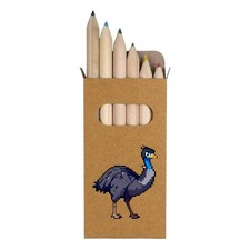 6 x 'Emu Pixel Art' Short 85mm Pencils / Coloured Pencil Set PE00088352