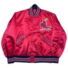 Vintage 1960s MLB St. Louis Cardinals KM Pro Co Red Satin Bomber Jacket Sz 42