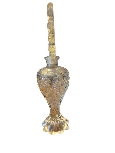 Antique EAPG PERFUME BOTTLE Hobstar & Diamond w/ STARBURST Stopper 10" Tall - Picture 8 of 14