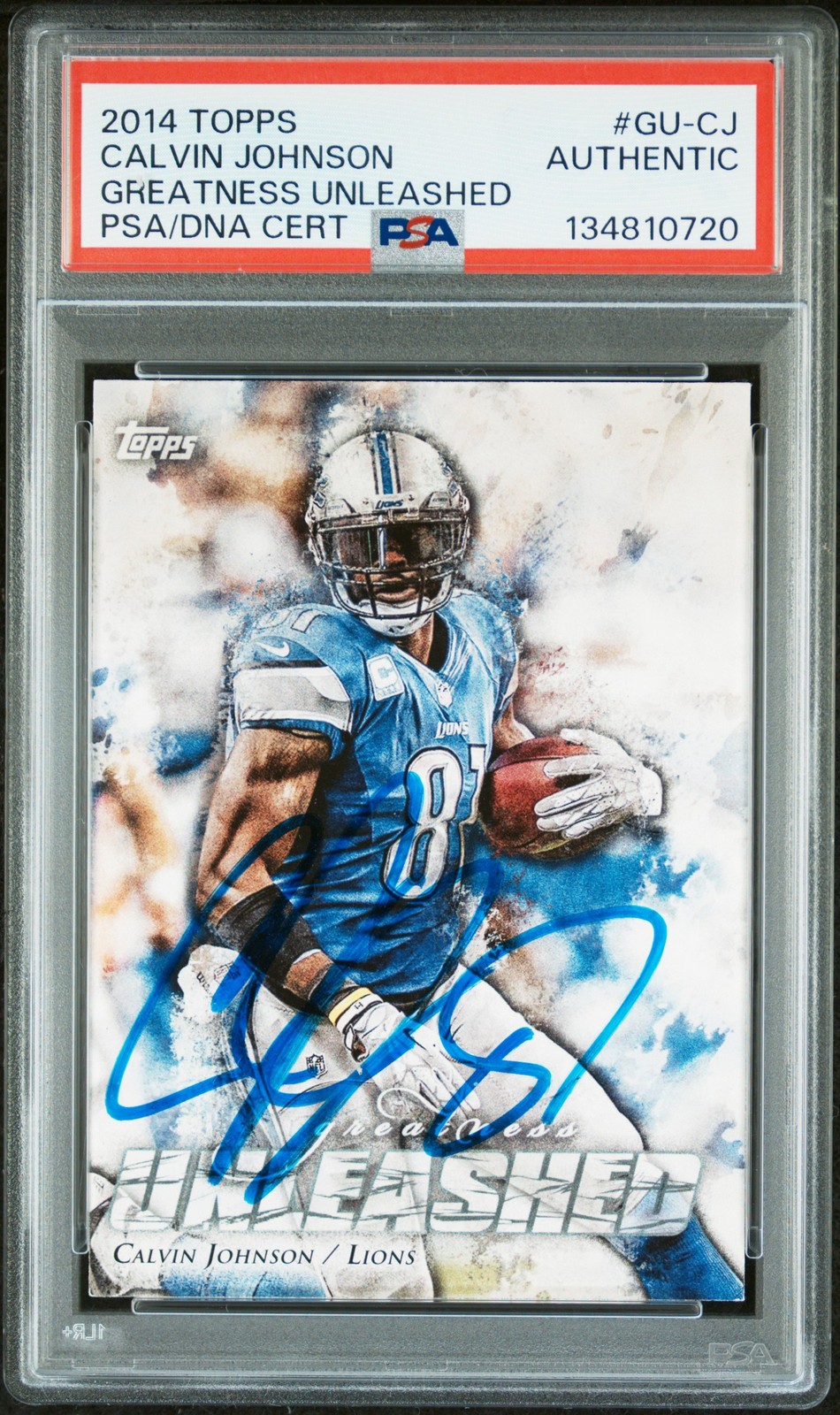 2014 TOPPS GREATNESS UNLEASHED CALVIN JOHNSON PSA AUTHENTIC AUTO AUTHENTIC