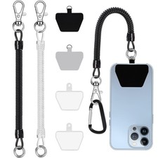 Phone Tether, 2PCS Phone Lanyard Tether with 4 Patch and 1 Carabiner for Outd...