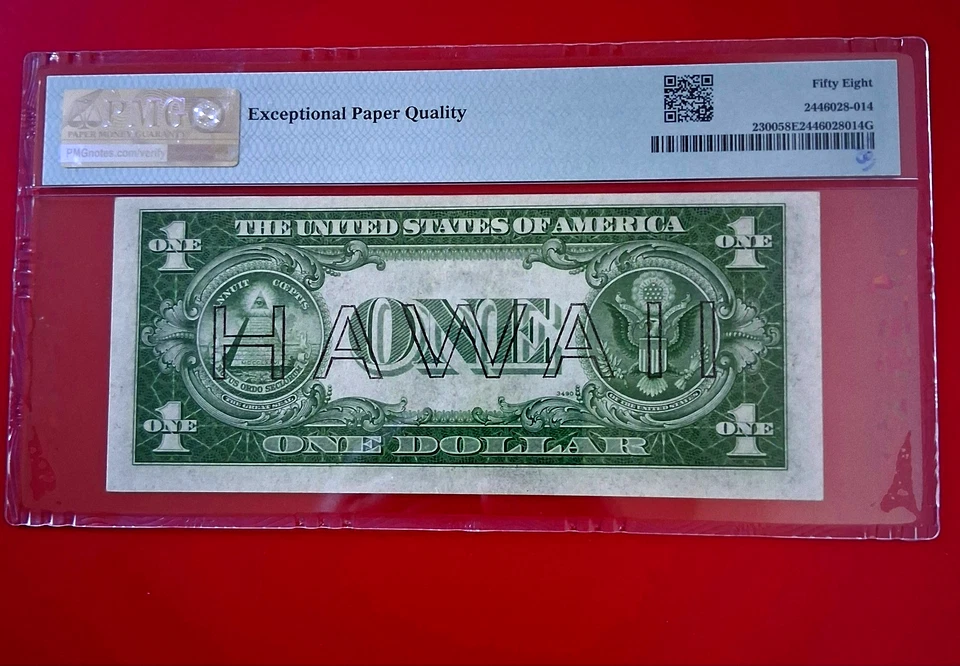 1935-A $1 HAWAII WWII EMERGENCY SILVER CERTIFICATE PMG 58 EPQ Fr 2300 - Image 4 of 4