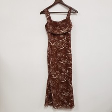 Shein Brown Floral Mesh Babydoll Dress Size S Forest Fairy Whimsigoth Maxi Long