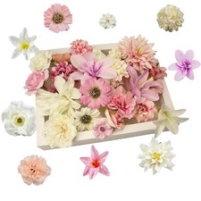 50pcs Pink Artificial Flowers Bulk,Silk Flowers Flower Heads for Decoration,D...