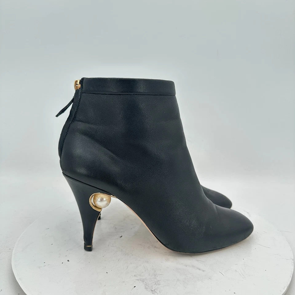 Nicholas Kirkwood Women Size EU 38 US 8 Black Leather Back Zip Heel Ankle Boot - Image 4 of 4