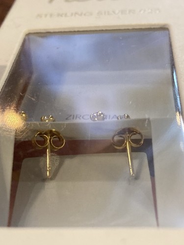 I AM GOLD PLATED 925 STERLING SILVER ZIRCONIA Rhinestones Ear Climber EARRINGS - Picture 4 of 7