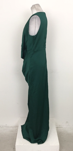 TFNC Women's Dress Size 10 Forest Green Satin Cowl Wrap Skirt Deep Split Used F1 - Picture 2 of 13