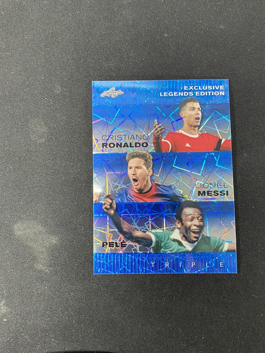 Cristiano Ronaldo / Lionel Messi/ Pele 2024 Leaf Legends Trio Blue