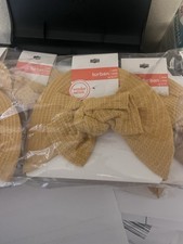 2 WONDERNATION BRAND NEW PACKS OF 3 EACH OF MUSTARD YELLOW TURBAN AGES 0-3YR 3T