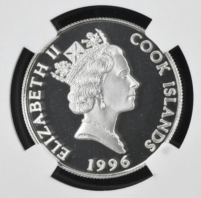 Islas Cook 1996 S$2 dólares plata prueba águila calva parque olímpico NGC PF 69 UC Foto 3 de 4