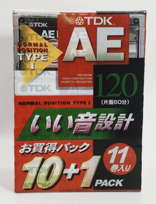 TDK AE120 120min Audiokassette Band 11er-Pack Typ I Normal Bias Neu Versiegel...