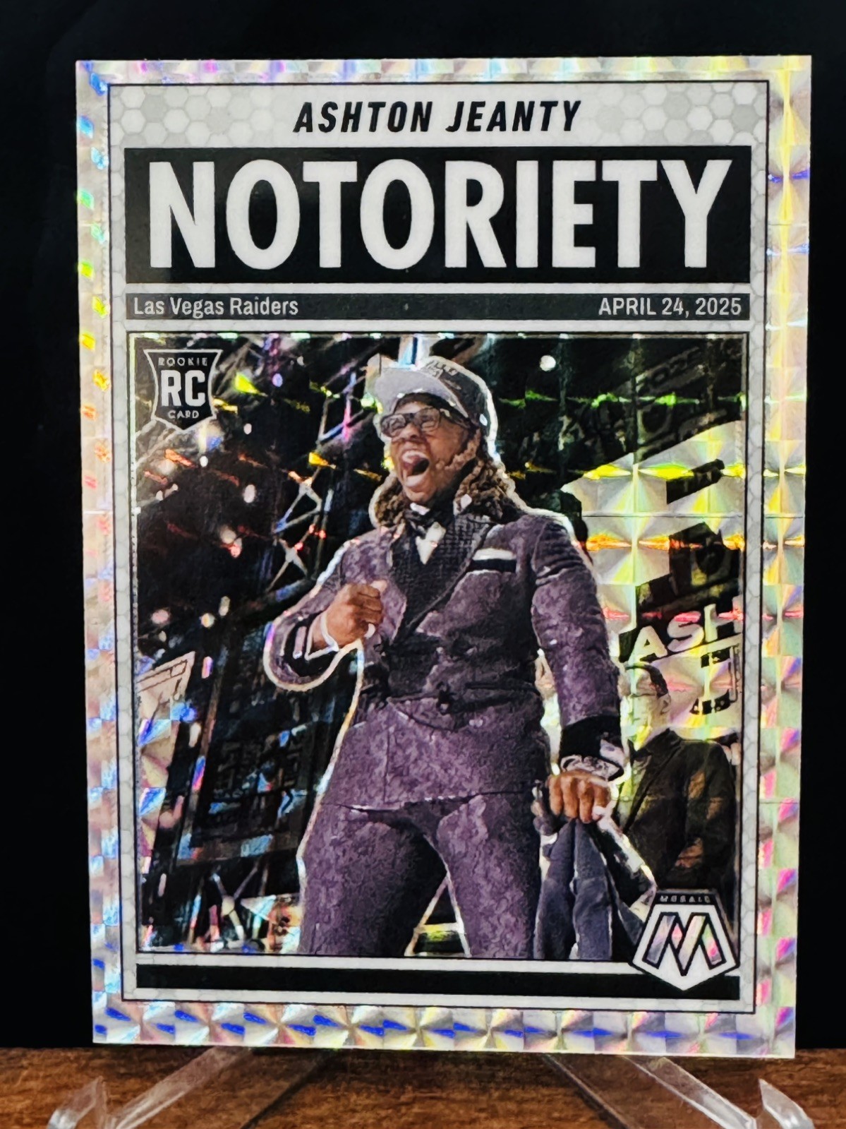 2025 Mosaic Notoriety Ashton Jeanty Silver Mosaic Rookie Card Raiders RC