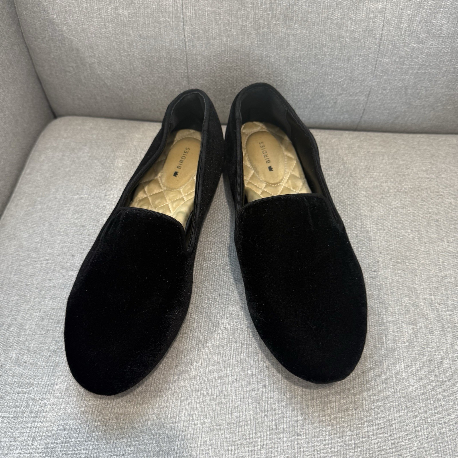 BIRDIES Starling Navy Blue Velvet Loafers 8.5 Comfy Flats