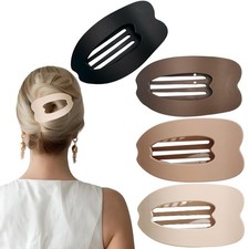 Khwcft Flat Hair Clips for 1 Count Pack of 4 , Matte neutral color