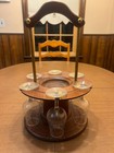 J.G. Monnet Wooden Carousel Cognac Glasses Rack & Bottle Display Stand 16" Tall — photo 1