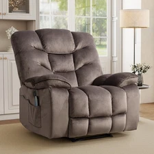 CANMOV Power Recliner Chair w/Massage & Heat Overstuffed PU Leather Reclining