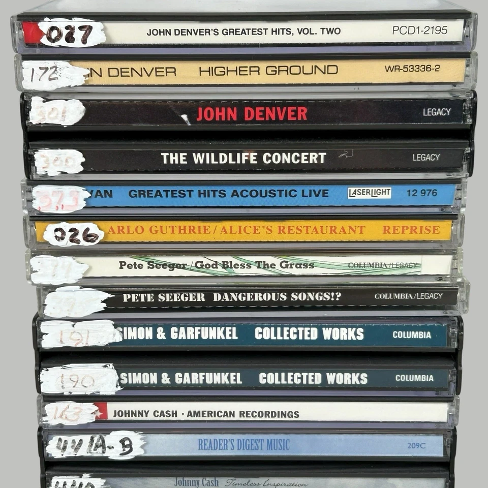 Folk Rock 16 CD Lot Bob Dylan John Denver Cash Arlo Guthrie Used Ships Quickly Foto 3 de 4
