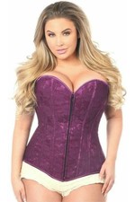 Purple Brocade Overbust Corset Available In Plus And Regular Size Steel Boned