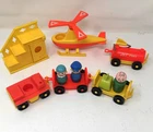 10 VTG Fisher Price Little People Airport Fuel Pump Luggage Cart Car Pilot ETC