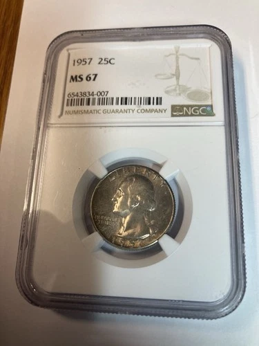 Gorgeous 1957 P NGC Washington Silver Quarter MS67 Toned