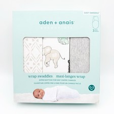 Aden Anais Essentials Swaddle Wrap Blanket Neutral toile Elephant 0-3mo 3pk