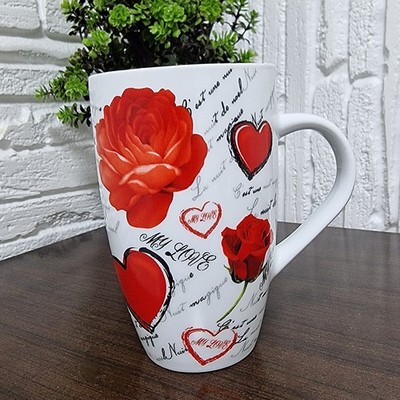 Siaki My Love Mug Red Rose Hearts Valentine s Day Gift Large Latte Coffee Cup