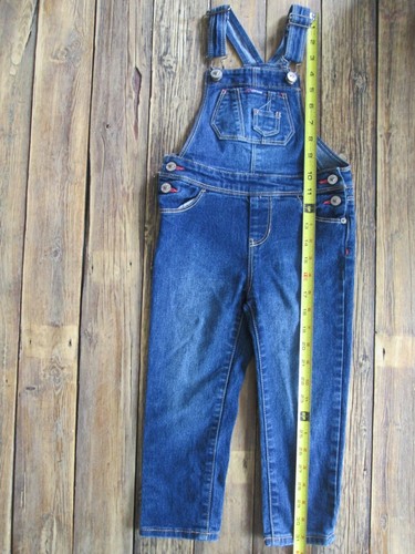 Jordache 4T Girls Kids Bibs Overalls Slim Western Skinny Blue Jeans Denim Cotton - Picture 2 of 9