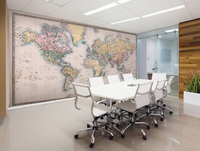 3D World Map A544 Business Wallpaper Wall Mural Self-adhesive Commerce Amy