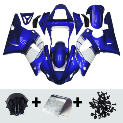 Injection Blue White Fairing Kit for Yamaha YZF R1 2000 2001 Motorcycle Bodywork