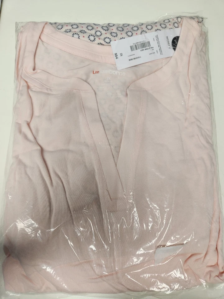 Conjunto de pijama pantalón rosa Liz Claiborne para mujer talla grande 2X manga larga 2 piezas nuevo con etiquetas Foto 3 de 4