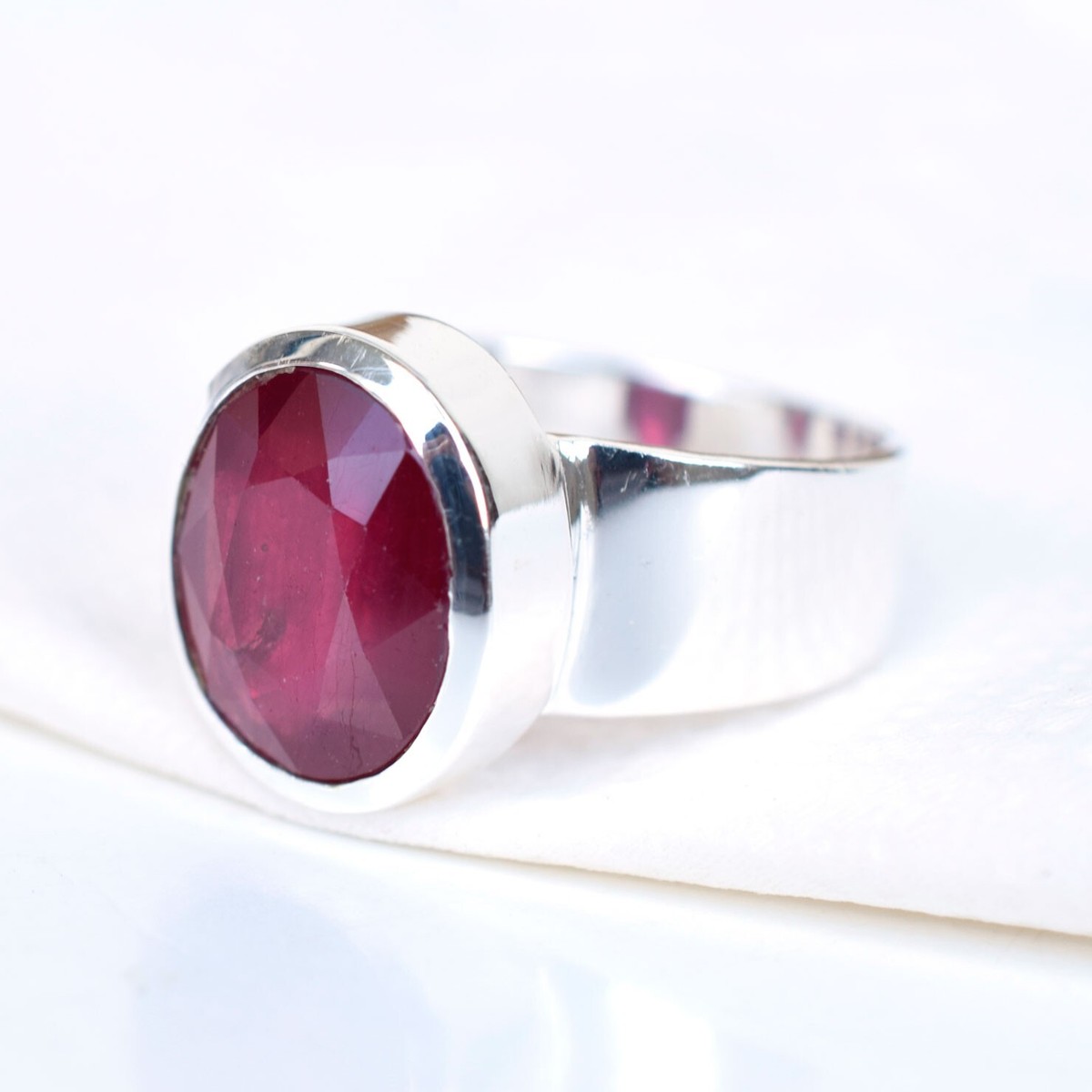 Gem Stone King Sterling Silver Ring - Red Created Ruby & Freshwater Pearl (0.80 Ct, Size 5) - View #3