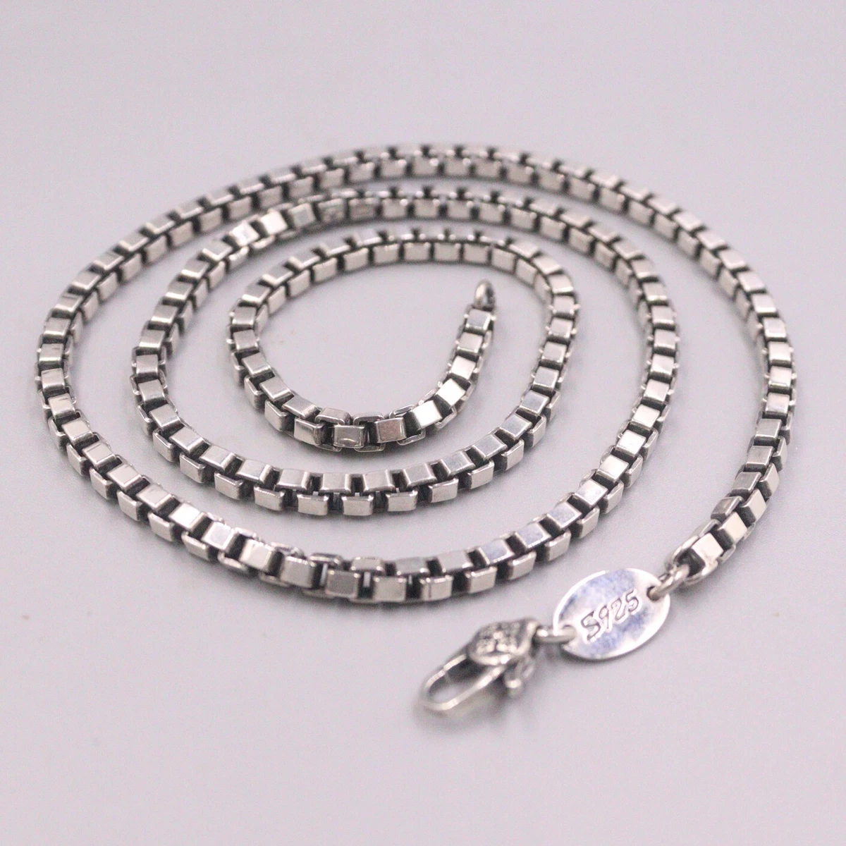 Sterling Silver Box Chain Bracelet 4mm, Rectangle Link Bracelet