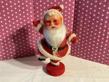 VTG. 1950 S CHRISTMAS SANTA CLAUS ON STAND DECOR, PLASTIC CLOTH, HONG KONG