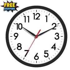 Wall Clock 8" Silent Non-Ticking Battery Operated Modern Analog for Home, Office