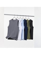 UNIQLO AIRism Cotton Sleeveless T-Shirt S-4XL Crew-Neck Tank Men 475363 NWT