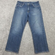 Vintage Lucky Brand Jeans Mens 36x29 Blue Denim Pants Zip Fly Made In USA Boot