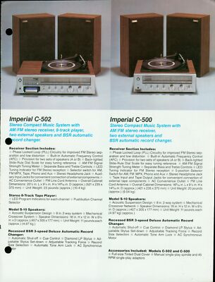 1978 Imperial C-502 C-500 Stereo System Console Original Dealer HiFi Brochure