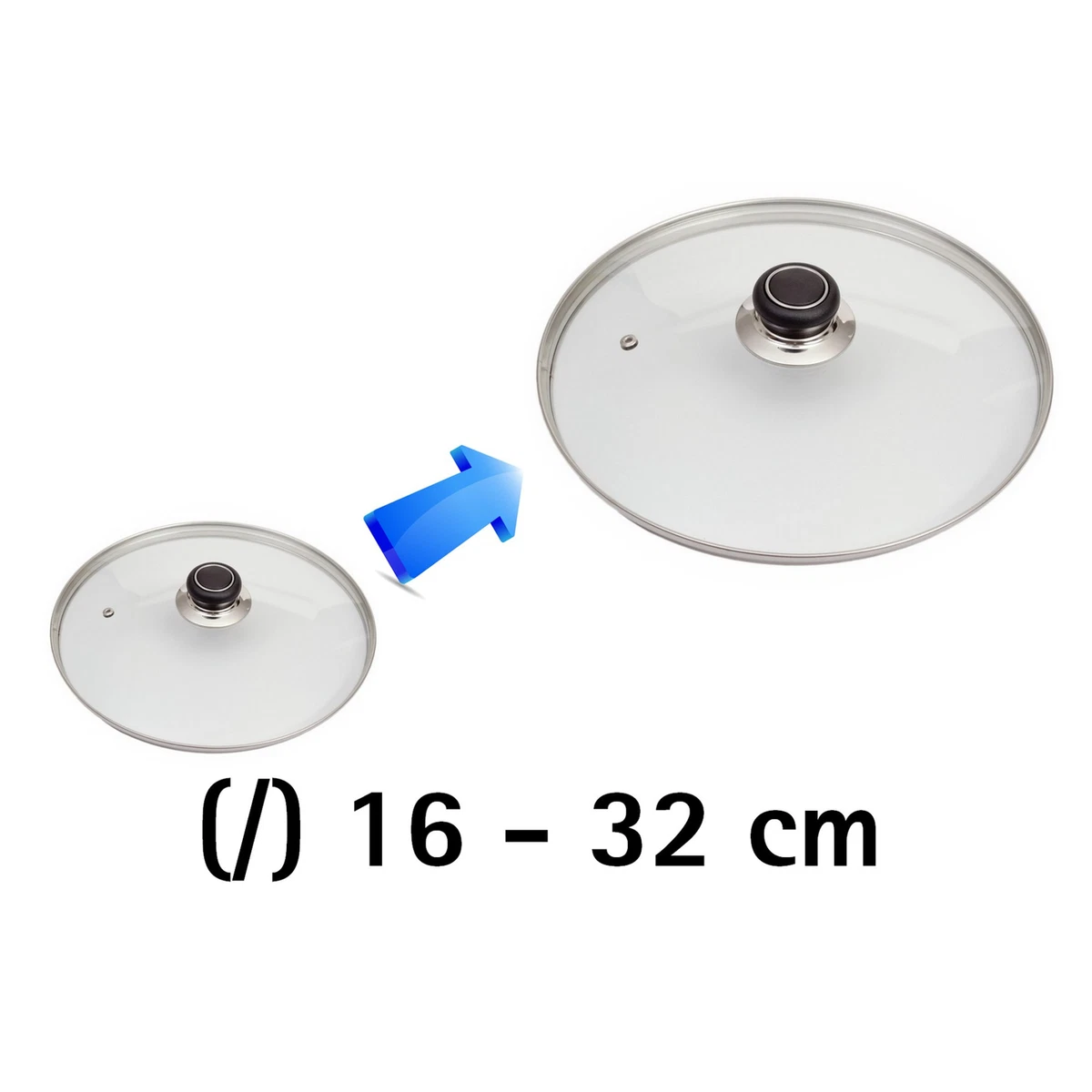 GRÄWE Glasdeckel Mit Edelstahlring 30 Cm Inkl. Dampfaustritt, Spülmaschinengeeignet, Topfdeckel, Pfannendeckel, Universaldeckel, Hitzebeständiger Deckel