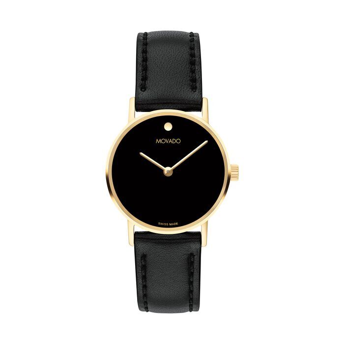 Movado Museum Classic Ladies 28mm Yellow Gold and Black Movado Museum Classic Quartz Black Dial Gold Steel Strap  main image 2